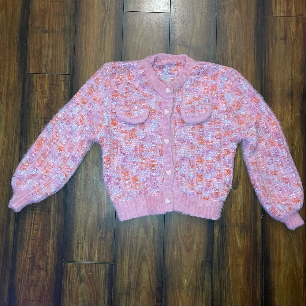 J.ING Pink and Orange Textured Cardigan